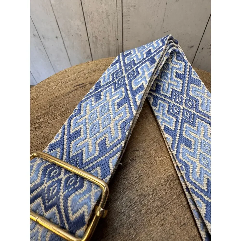 Blue Gray Purse Strap Wide Bag Strap Boho Crossbody Purse Strap